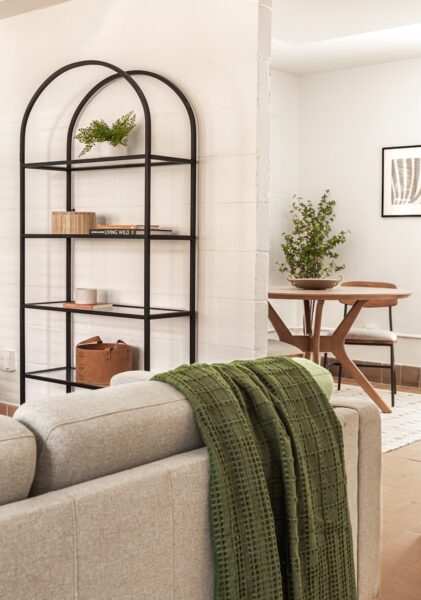 Modern sofa and shelves in an apartment