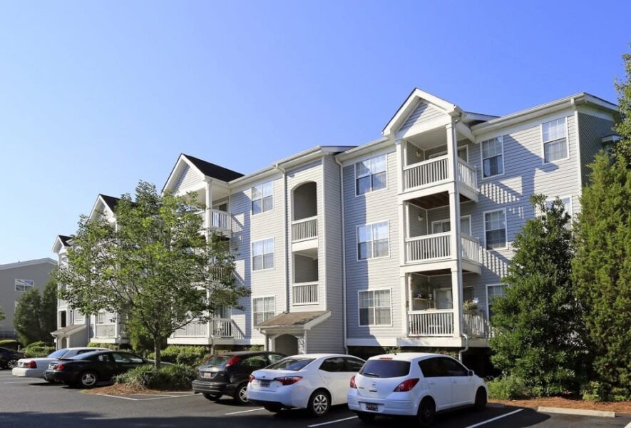 exterior and parking lot for an apartment building