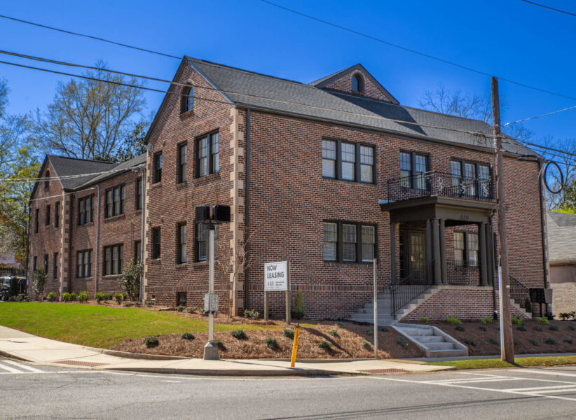 the E Ponce building - a brick building on a street corner